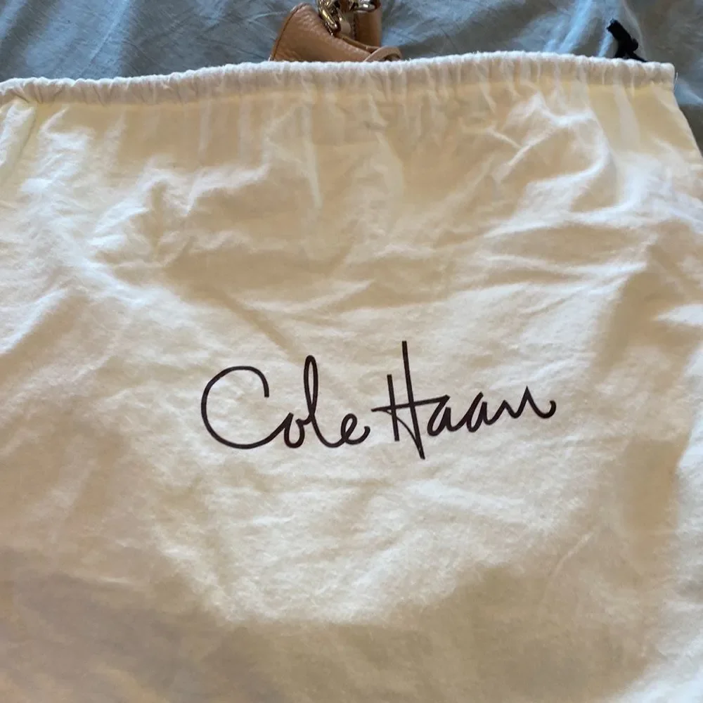 Tan cream Cole Haan pebble leather hobo handbag
